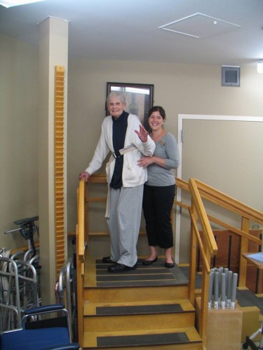 Mom conquers the stairs!